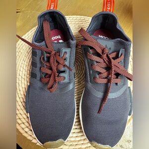 Adidas Dark Grey Sneakers with maroon checkered Laces
